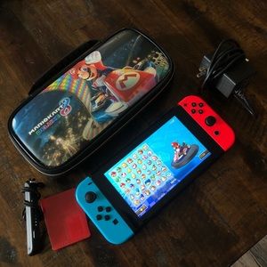 Nintendo switch with Mario kart 8 deluxe & case